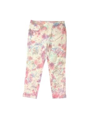 Tribal Capri Pull On Pants Womens 8 Jungle Rhythm PhloxPink Tie Dye Casual NWT